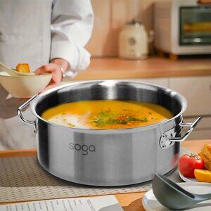 SOGA 32L Stainless Steel Stockpot – Extra-Large Heavy-Duty Cooking Pot for Soup